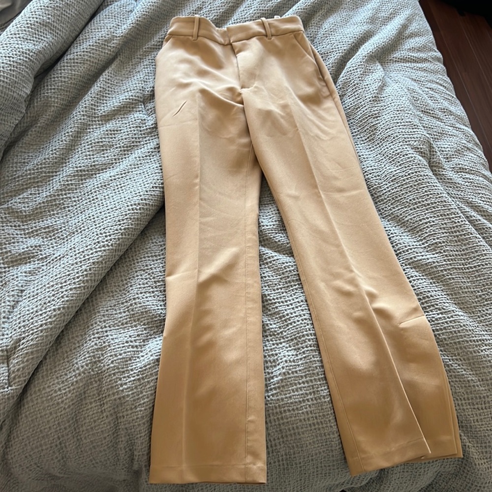 Abercrombie tapered leg work pants with split at bottom flare